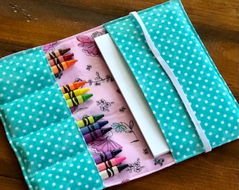 Ballerina Fairies Travel Art Kit: Kids Crayon Wallet with Scratch Pad