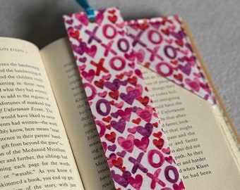 X’s and O’s Corner Bookmark and Traditional Bookmark Set - Cotton Fabric Hugs and Kisses