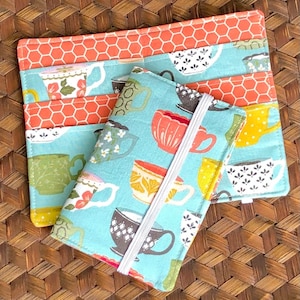 Cartera para té, regalo para amantes del té, porta bolsitas de té azul vintage, estuche para bolsitas de té, regalo de fiesta por menos de 10 dólares, regalo para compañeros de trabajo