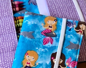 Mermaid Travel Art Kit: Kids Crayon Wallet with Scratch Pad