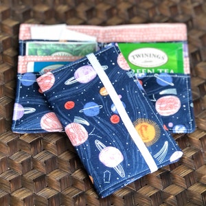 Tea Wallet Tea Lover Gift Galaxy Tea Bag Holder Tea Bag Case Party Favor Gift Under 10 Coworker Gift