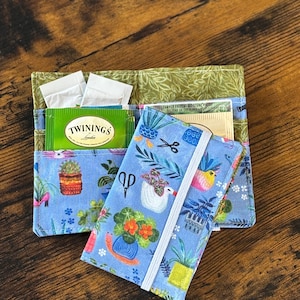 Cartera para té, regalo para amantes del té, soporte para bolsitas de té con suculentas de Garden Life, estuche para bolsitas de té, regalo de fiesta por menos de $10, regalo para compañeros de trabajo.