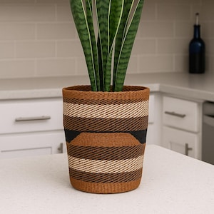 Handwoven Sisal Basket: African Storage, Plant Pot Cover