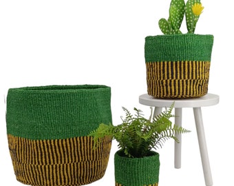 Afrikaanse opslag plantenmand, cadeau voor moeder, plantenliefhebber mand, geweven plantenbak, groene mand decor, handgeweven plantenpot, Boho mand plantenbakken