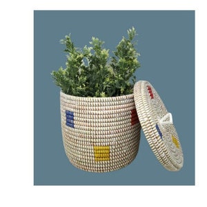 Baskets with lids, basket storage, vintage storage baskets, colorful baskets,  Kitchen basket, Collectible basket, lidded basket small