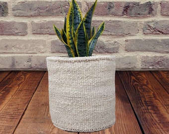 Woven storage basket, Sisal baskets, African woven baskets, woven planters, White basket, Basket planter, minimalist basket, Natural baskets