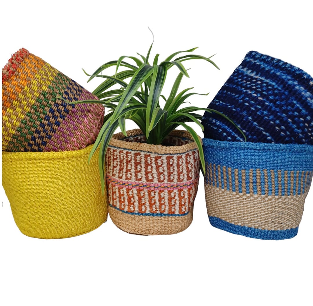 Colorful Woven Plant Basket, Woven Basket for Plants, Woven Planter