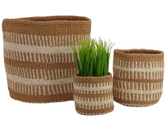 Natural Plant Baskets, African Storage baskets, Gift for Mom, Woven plant baskets, Handwoven indoor baskets for plants, Mother's day gift