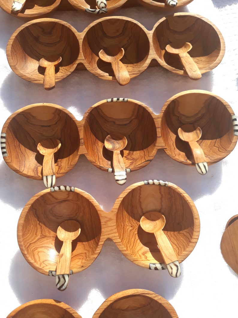 Divided bowl Chip dip bowl snack serving dish wood candy Etsy