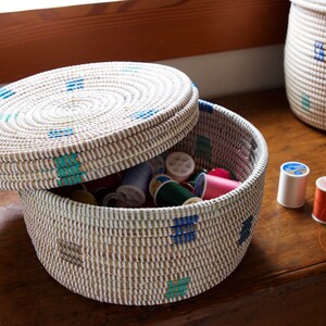 Baskets with lids, basket storage, woven Lidded baskets, African woven storage basket with lid, woven hamper storage, boho storage baskets image 7