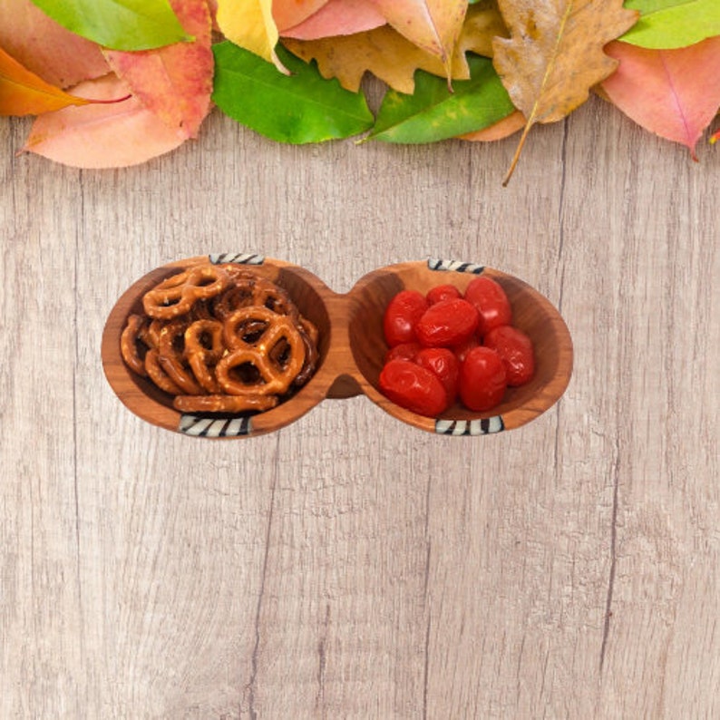 Divided bowl Chip dip bowl snack serving dish wood candy Etsy