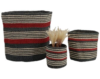 Jardineras de cestas tejidas, cestas de plantas de colores, cesta de almacenamiento africana, jardineras boho, regalo para mamá, cesta de sisal tejida a mano, cestas despojadas