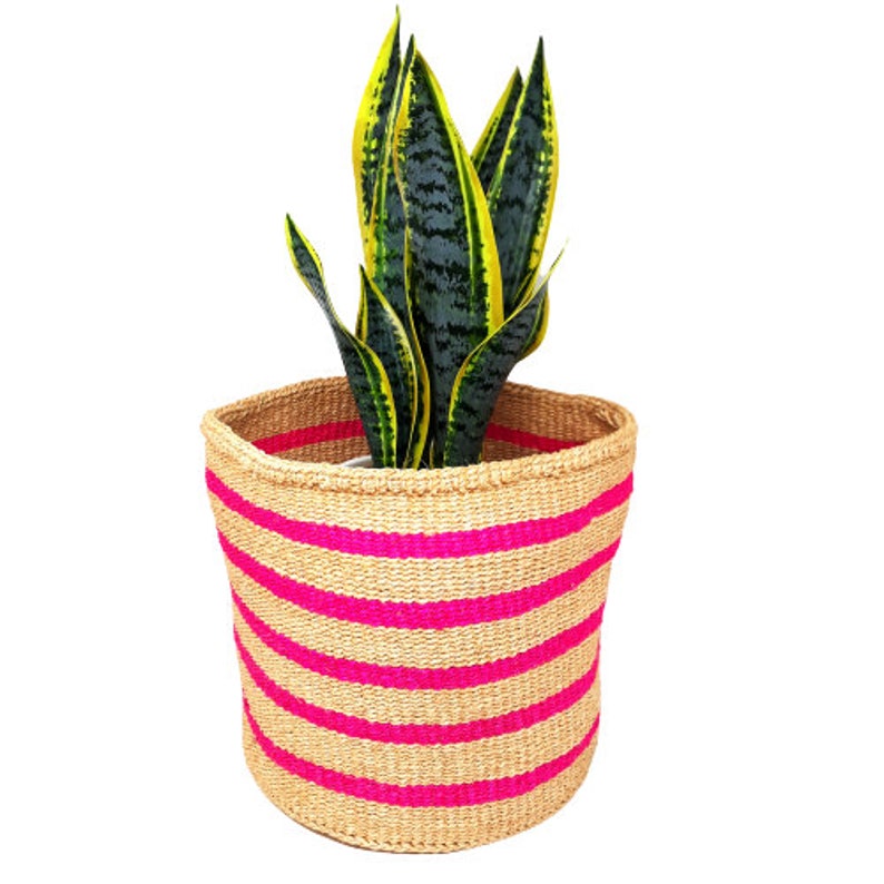Handmade plant basket Woven round basket Sisal basket plant Etsy