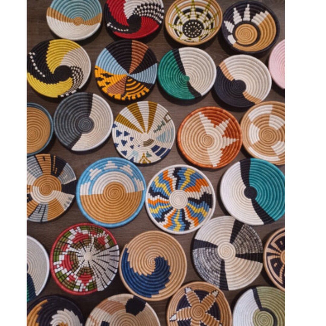 Small Woven Wall Basket, Basket Wall Décor, Colorful Basket Wall, African Wall Basket, Basket