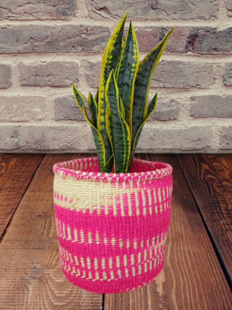 Colorful Woven Plant Basket Planter Basket Woven Basket Etsy