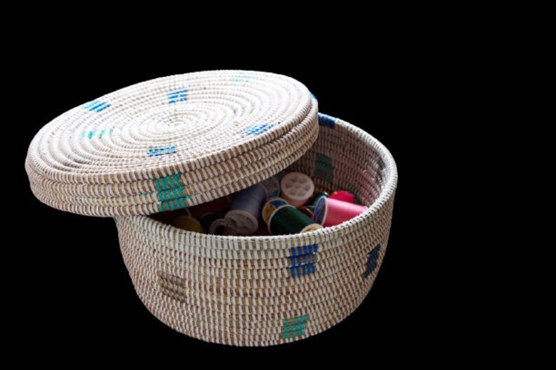 Baskets with lids, basket storage, woven Lidded baskets, African woven storage basket with lid, woven hamper storage, boho storage baskets image 2