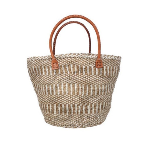 Market basket with handles, Handwoven African handbag, african sisal bag, woven basket purse, Handmade Handbag, Sisal woven bag