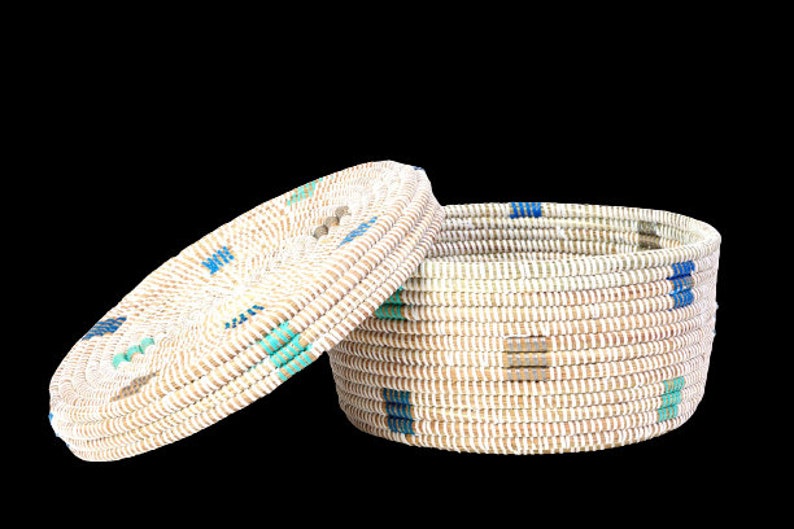 Baskets with lids, basket storage, woven Lidded baskets, African woven storage basket with lid, woven hamper storage, boho storage baskets image 1