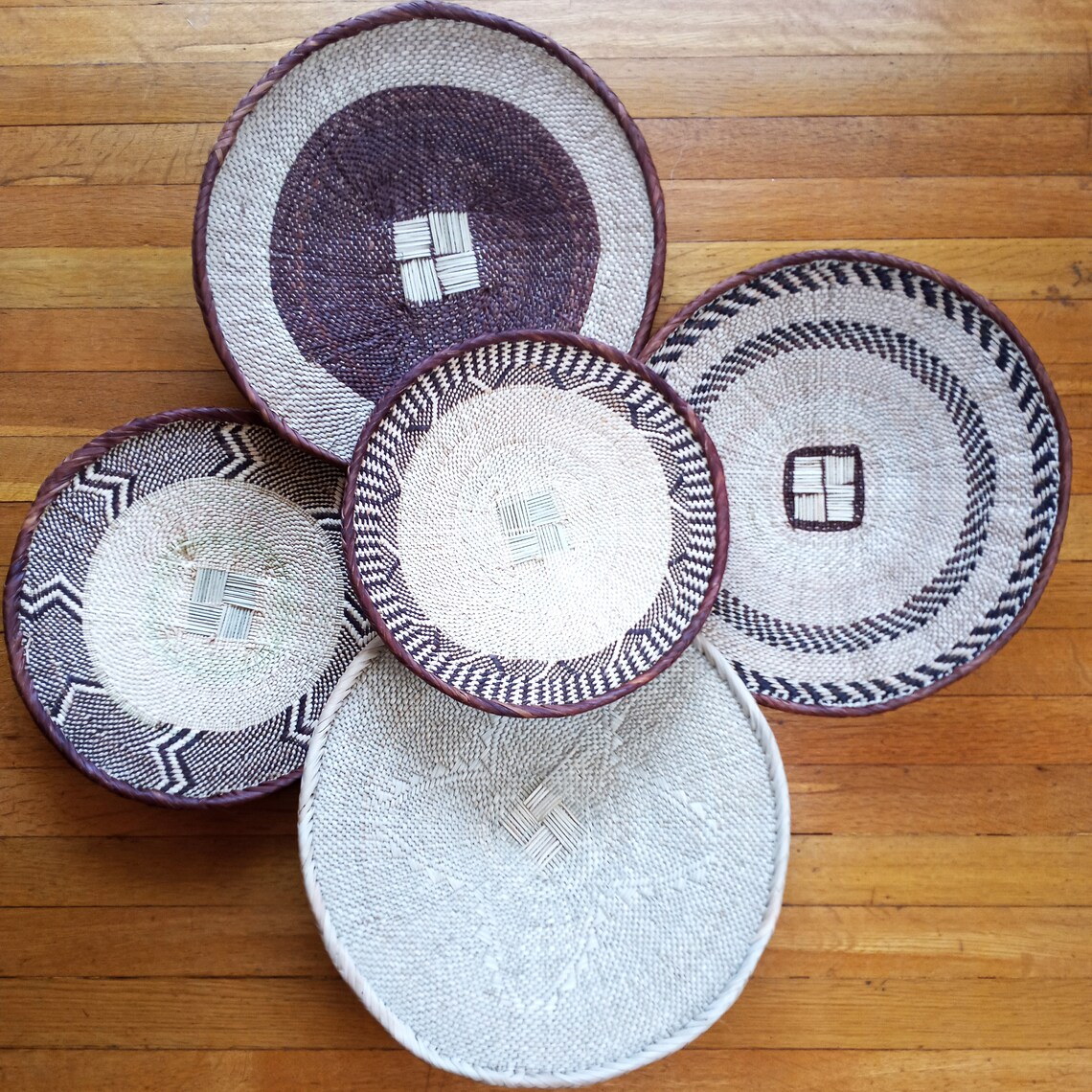 Set of 5 Woven Wall Baskets Tonga Wall Basket Set Set of 5 Etsy