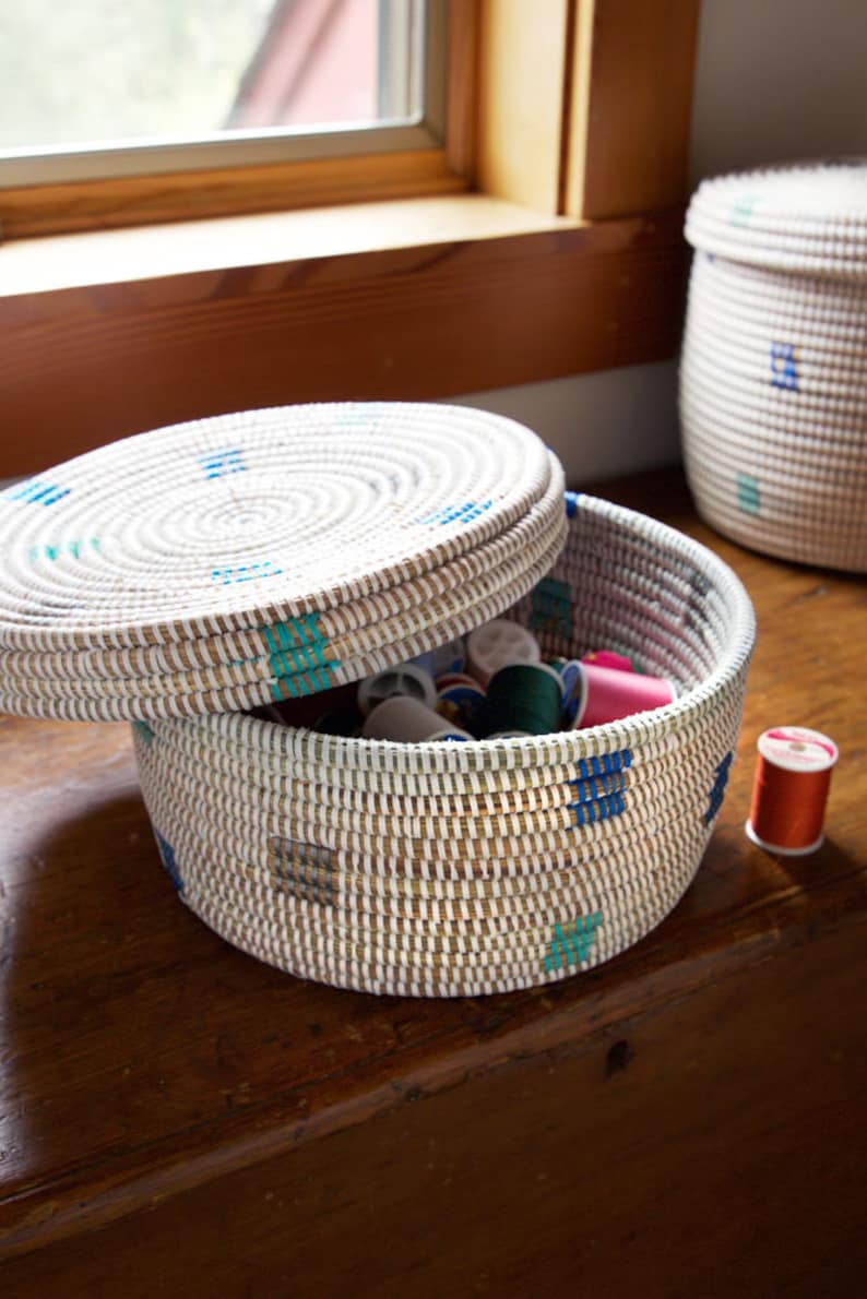 Baskets with lids, basket storage, woven Lidded baskets, African woven storage basket with lid, woven hamper storage, boho storage baskets image 6