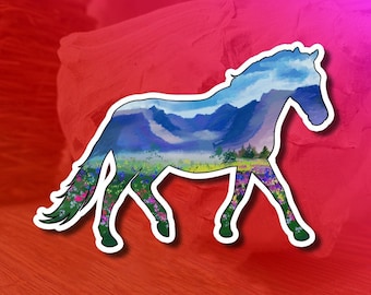 Horse Vinyl Sticker| Equestrian sticker | Horse lover | Nature flower horse sticker | For Car Tumbler Laptop Tablet
