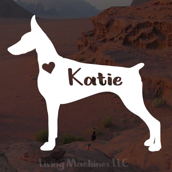 Doberman Pinscher Decal | Custom Personalized Dobermann Decal | Doberman Vinyl Sticker | Dog Name Decal for Car Tumbler Laptop