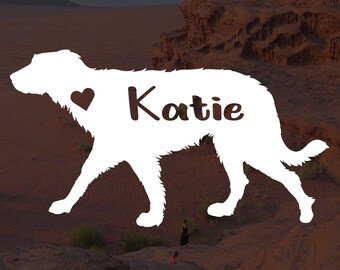Personalized Irish Wolfhound Decal: Custom Dog Name Vinyl Sticker