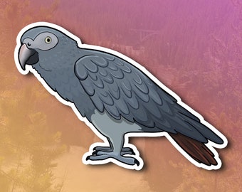 Timneh African Grey Parrot Waterproof Sticker | Cute Timneh Vinyl Sticker | Parrot Vinyl Sticker for Car Tumbler Laptop