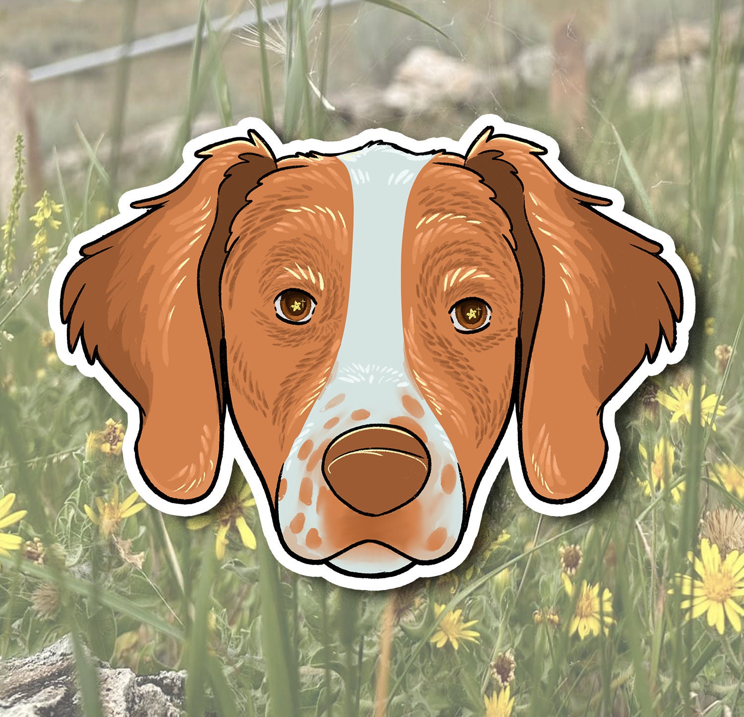 Brittany Spaniel Dog Waterproof Sticker | Brittany Spaniel Dog Face Sticker | Dog Vinyl Sticker for Car Tumbler Laptop