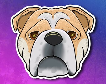 English Bulldog Sticker | Waterproof Vinyl Decal for Laptop, Car
