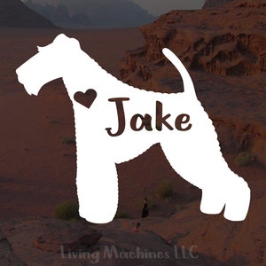 Personalized Wire Fox Terrier Dog Decal: Custom Name Sticker