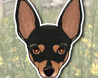Toy Fox Terrier Waterproof Sticker | Toy Fox Terrier Dog Face Sticker | Dog Vinyl Sticker for Car Tumbler Laptop