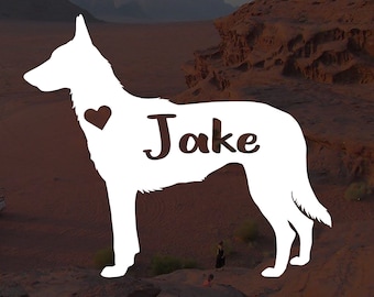Personalized Belgian Malinois Dog Decal - Custom Vinyl Sticker