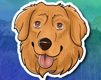 Golden Retriever Aufkleber: Handgezeichneter wasserdichter Vinylaufkleber