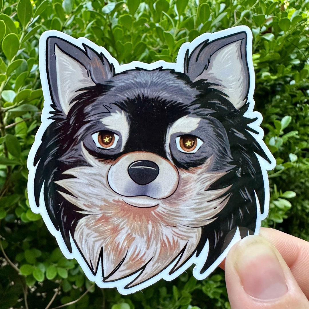 Longhaired Chihuahua Sticker: Waterproof Vinyl Dog Decal - Etsy