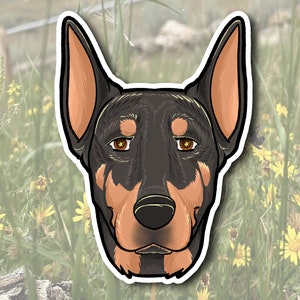 Doberman Pinscher Waterproof Sticker | Doberman Pinscher Dog Face Sticker | Dog Vinyl Sticker for Car Tumbler Laptop