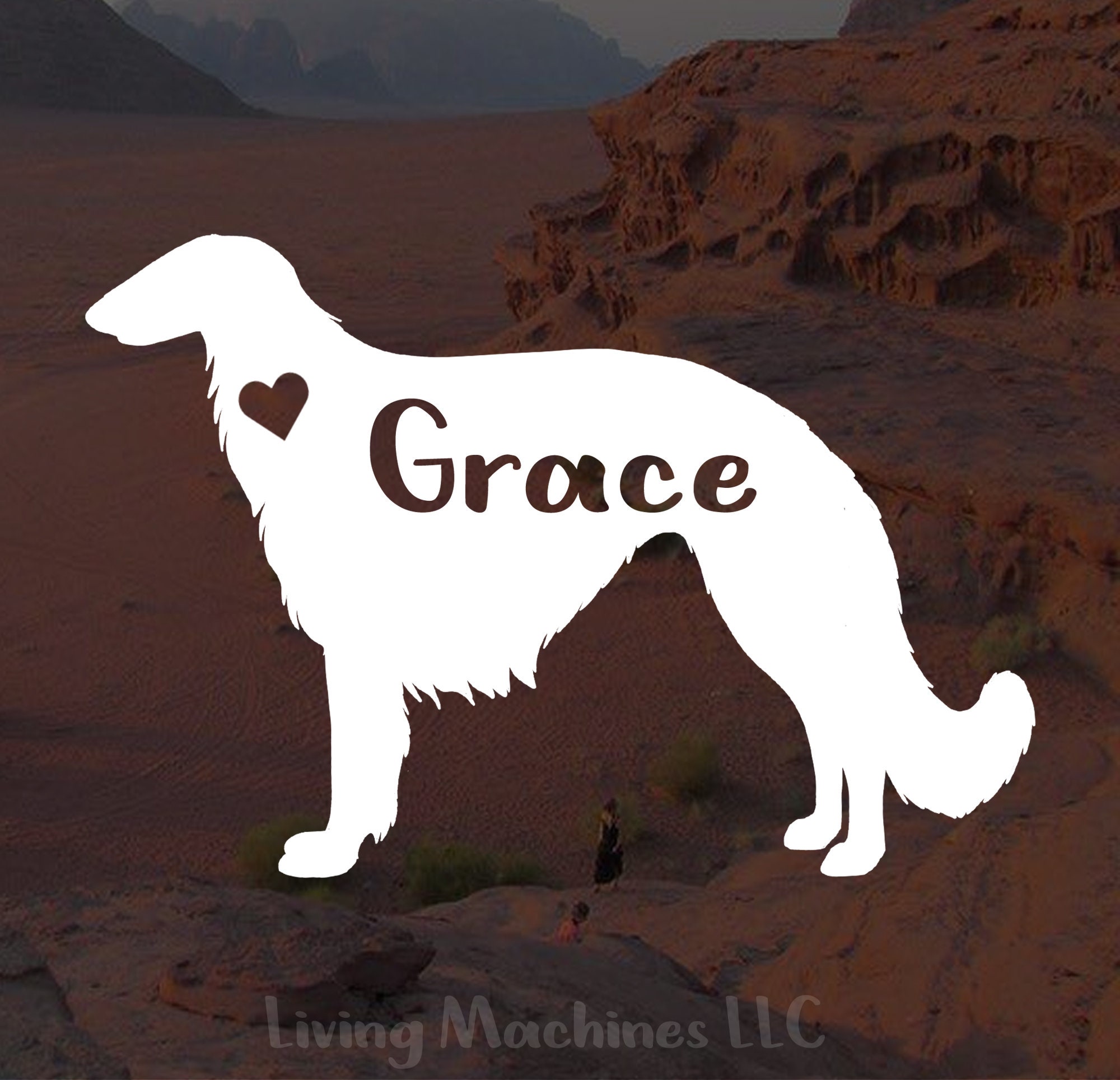 Borzoi Vinyl Decal Sticker | Custom Personalized Borzoi Decal | Borzoi Russian Wolfhound | Dog Name | Car Tumbler Laptop
