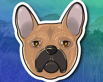 Hand gezeichnete französische Bulldogge wasserdichter Vinyl-Aufkleber