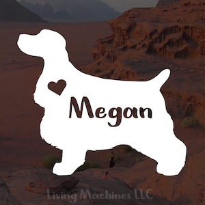 Personalisierter English Cocker Spaniel Vinyl Aufkleber: Hundename Aufkleber