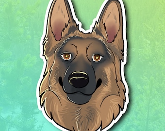 German Shepherd Sticker: Waterproof Vinyl Dog Face Decal