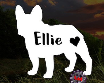 Personalized French Bulldog Decal: Custom Dog Name Vinyl Sticker