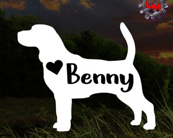 Personalized Beagle Dog Decal: Custom Vinyl Sticker
