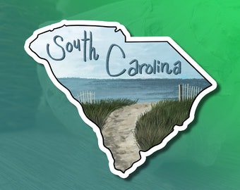 South Carolina State Sticker | South Carolina beach travel vinyl sticker | Waterproof decal sticker for Car Tumbler Laptop Water Bottle