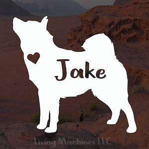 Norwegian Elkhound Dog Decal | Custom Personalized Norwegian Elkhound Decal | Norwegian Elkhound Vinyl Sticker | Dog Name Decal