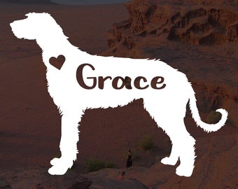 Personalized Irish Wolfhound Decal: Custom Dog Name Vinyl Sticker