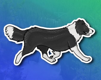 Running Border Collie Dog Waterproof Sticker | Cute Border Collie Vinyl Sticker | Dog Vinyl Sticker for Car Tumbler Laptop