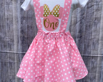 Minnie Mouse Pink Girls Birthday Outfit Set