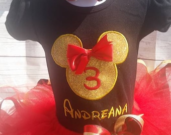 Minnie Mouse Birthday Outfit - Minnie Mouse Shirt - Minnie Shirt Embroidered - Black And Red Minnie