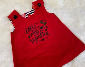Baby girl dress and jumper dress , Valentines baby girl dress reversible dress