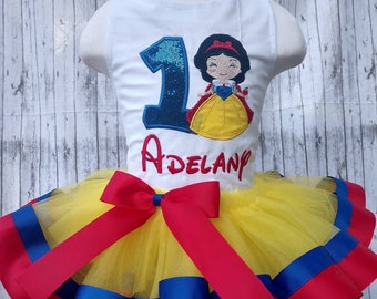 Snow White - Snow white tutu set - Snow White birthday outfit - Snow White embroidered shirt - Snow White corset